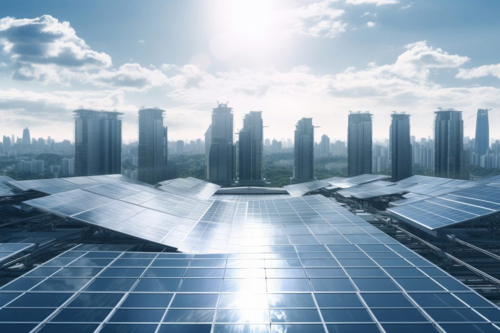 vue panneaux solaires futuristes - Recrutement et Certification des Énergies (CEE) : Un guide complet avec Vauban Executive Search